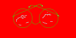 This is a gif format of a drawing of gold framed glasses.  In this picture, the red background is not transparent.