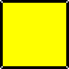 SAME AS ABOVE BUT WITH ONLY TINY WHITE LINE BETWEEN THE OUTSIDE CORNERS OF THE INSIDE YELLOW SQUARE AND THE STILL BLACK OUTSIDE LARGER SQUARE